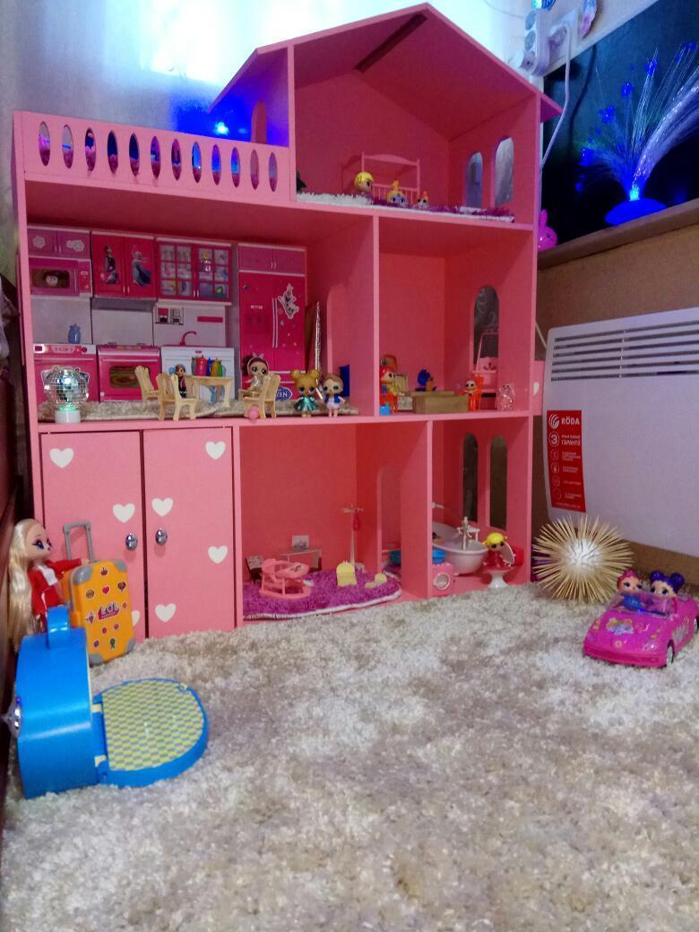 

Кукольный домик KiddyRoom 3 этажа Розовый