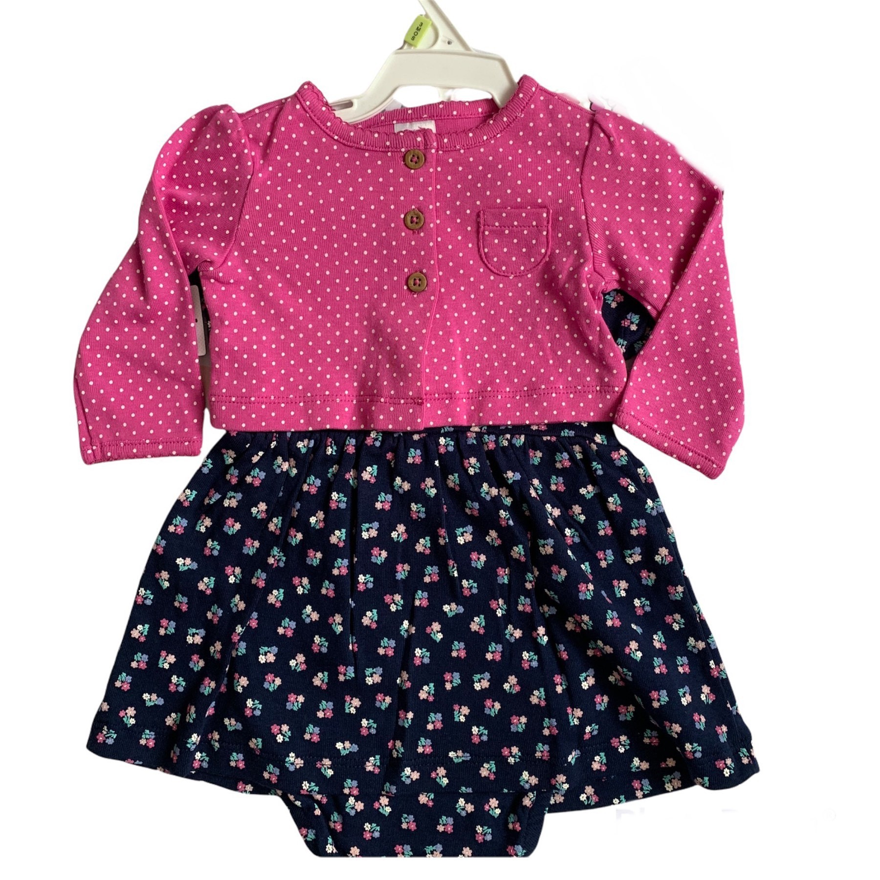 

Комплект ( платье- боди и кофточка) Carters 55-61см Синее/розовое
