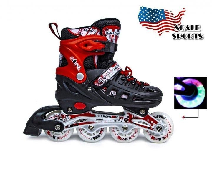 

Роликовые коньки детские раздвижные Scale Sports Red LF 905 Красные размер 38-41 передние колеса СВЕТЯТСЯ