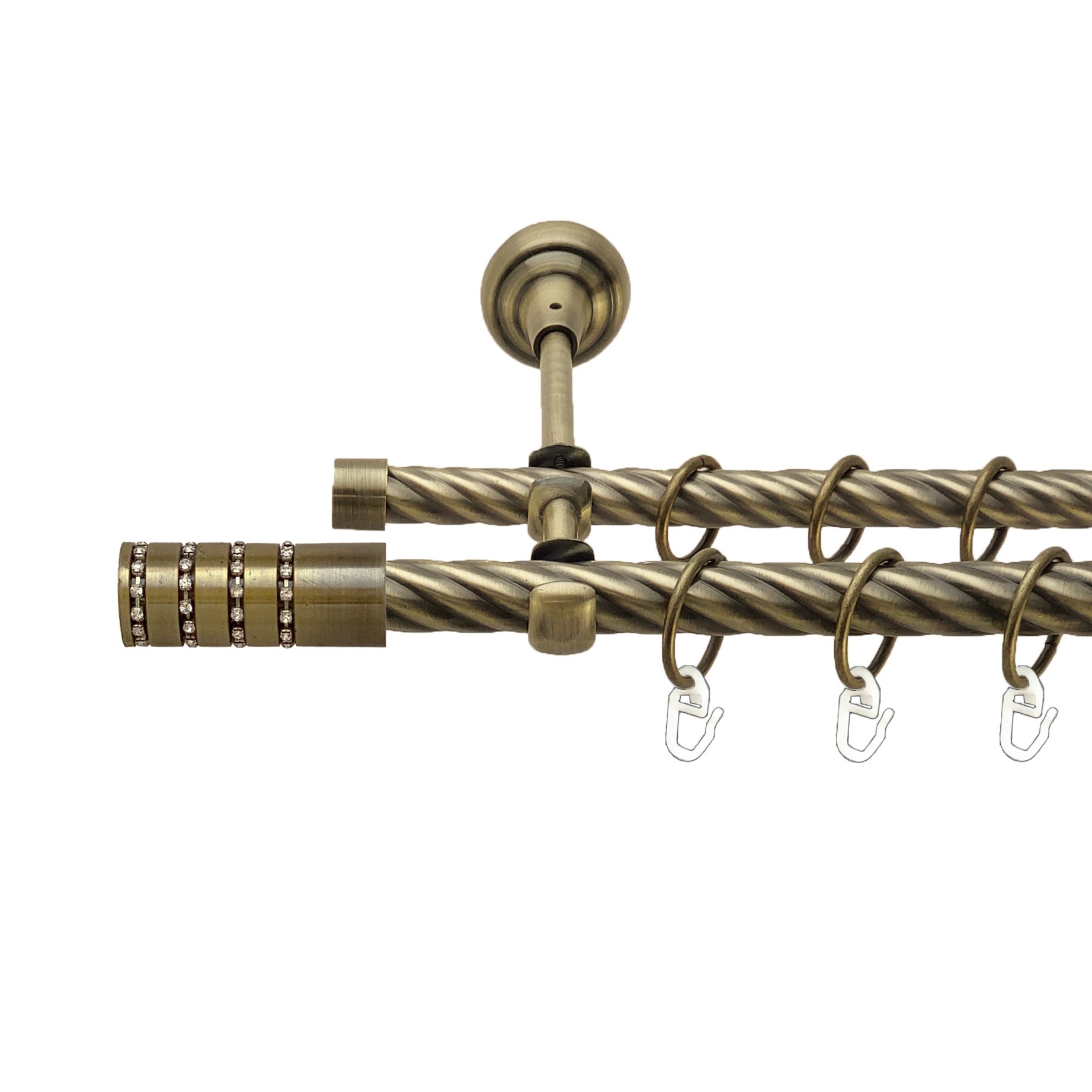 

Карниз Orvit Барамелла металевий дворядний відкритий скручена труба кільце металеве Антик 19\16 мм 160 см (00-00017421)