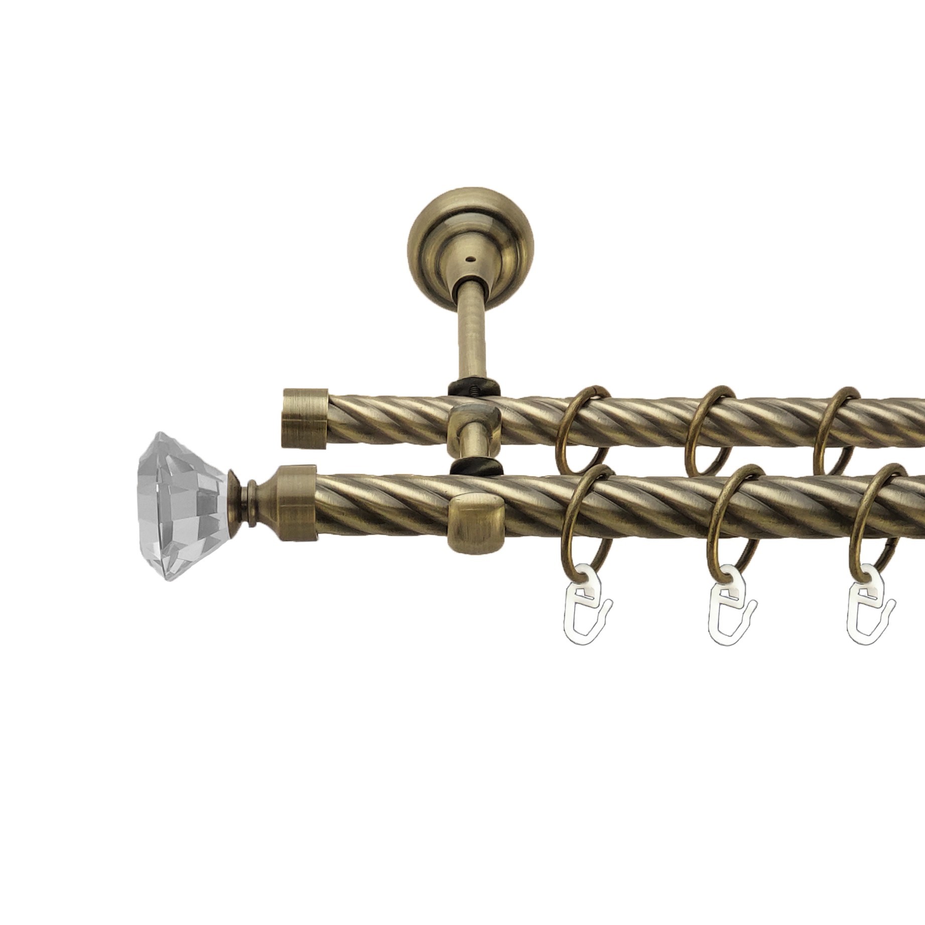 

Карниз Orvit Спектралія металевий дворядний відкритий скручена труба кільце металеве Антик 19\16 мм 200 см (00-00017482)