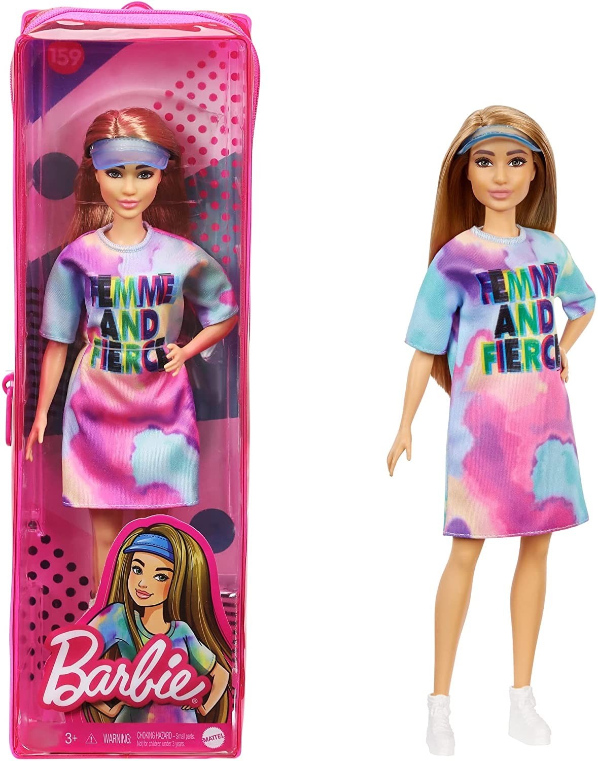 

Кукла Barbie Fashionistas Doll #159 Барби Модница в розово-голубом платье и кепке-козырьке (GRB51)