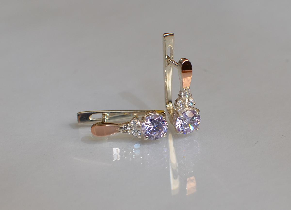 

Серебряные серьги Silver Style с золотом 140с Лаванда