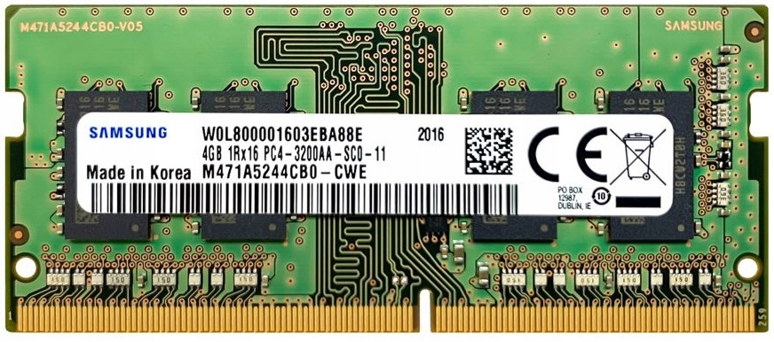 

Пам'ять Samsung 4 GB SO-DIMM DDR4 3200 MHz (M471A5244CB0-CWE)