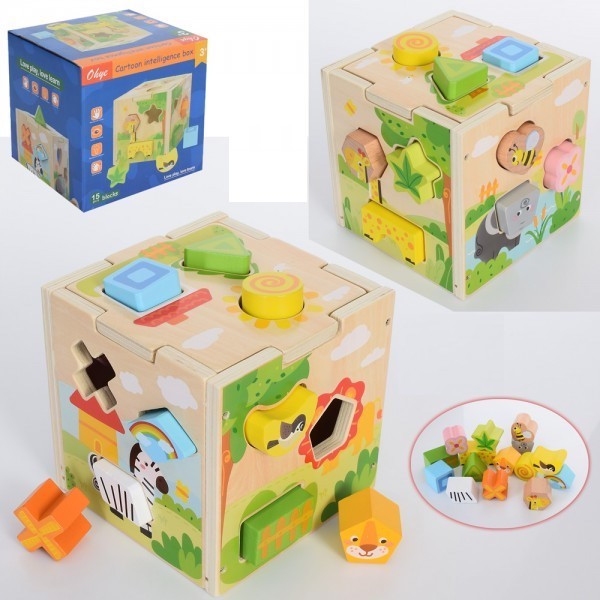 

Деревянная игрушка Сортер куб MD-2809