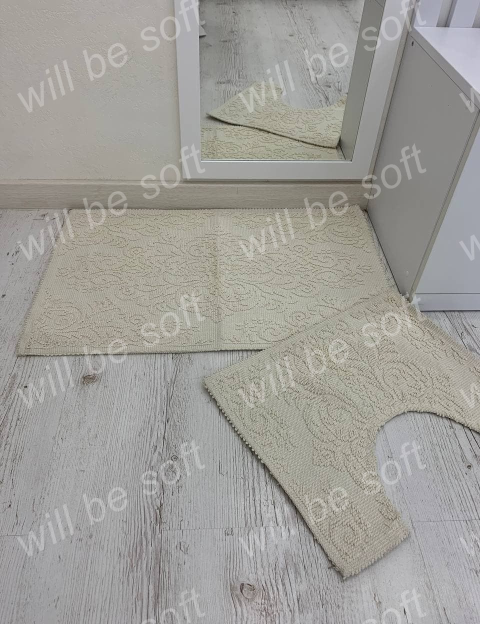 

Комплект ковриков для ванной комнаты Lavanta Home 50х80 и 50х40 см Молочный 927