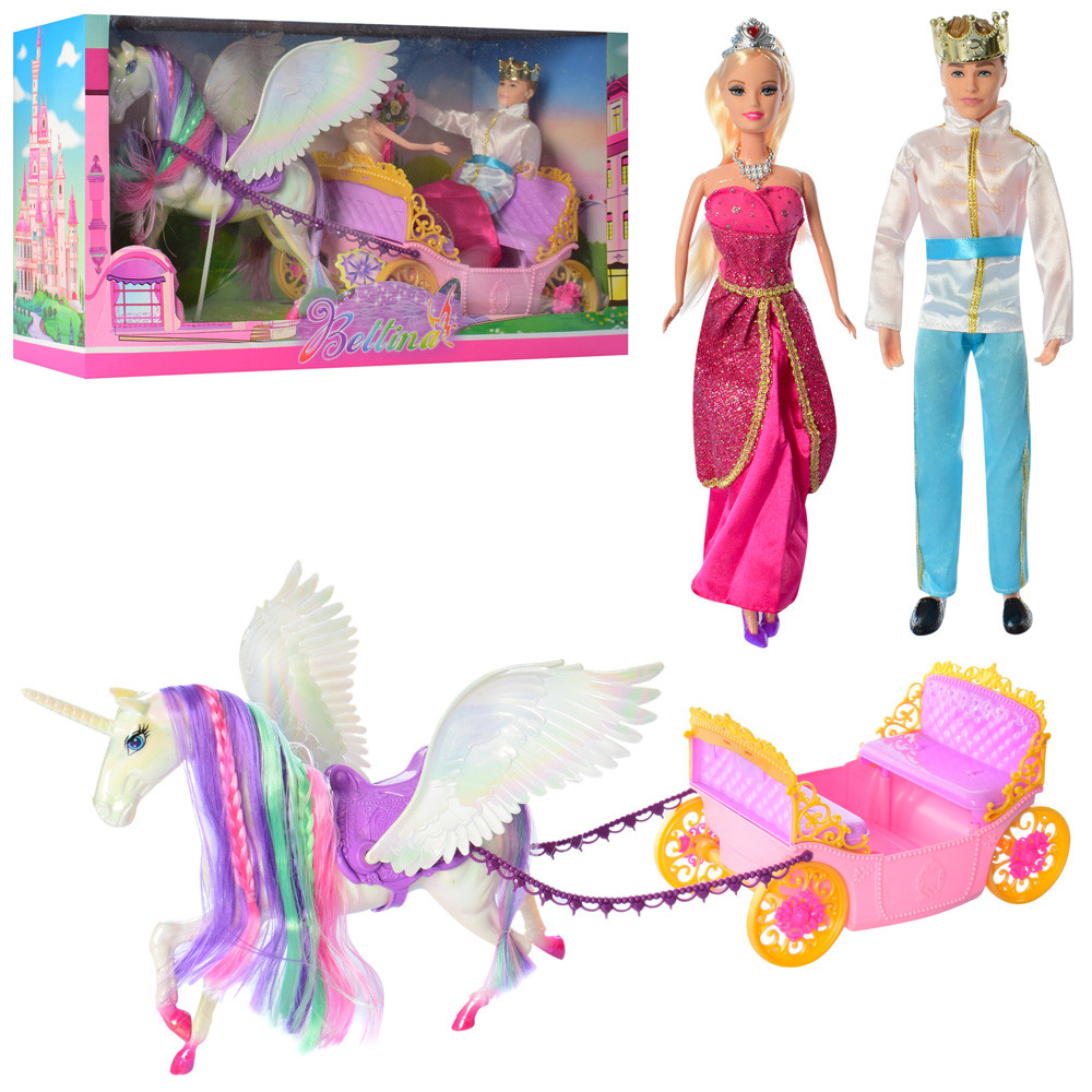 

Игрушечная карета с единорогом и куклой Metr 68133