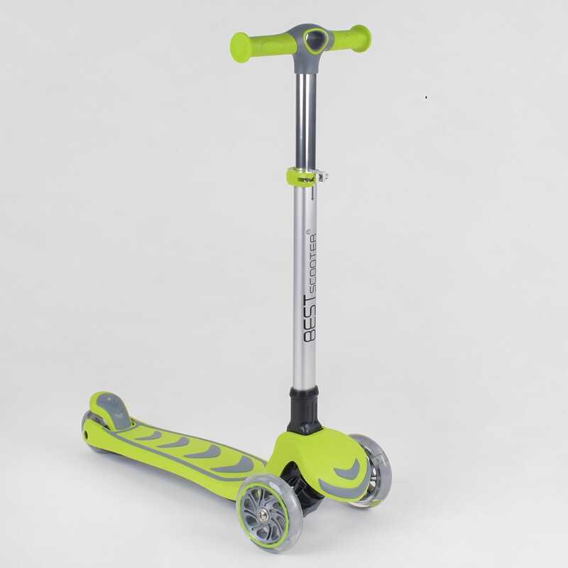 

Самокат трехколесный 46987 Best Scooter, САЛАТОВЫЙ, складной алюминиевый руль, 4 колеса