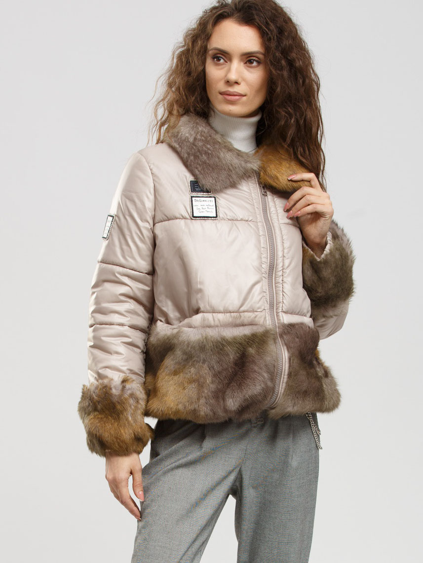 Акція на Куртка зимова коротка жіноча Barss 20-00847 36 Бежева від Rozetka