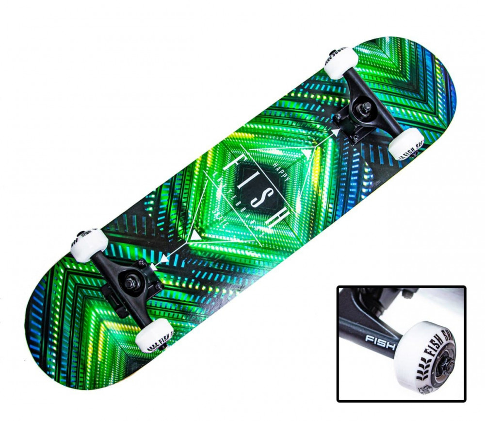 

СкейтБорд деревянный от Fish Skateboard "Green Rhombus"