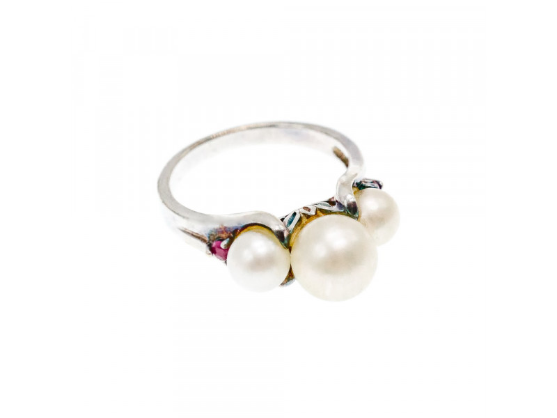 

Серебряное кольцо с Жемчугом и Рубинами Натуральный Sky Jewelry 002468