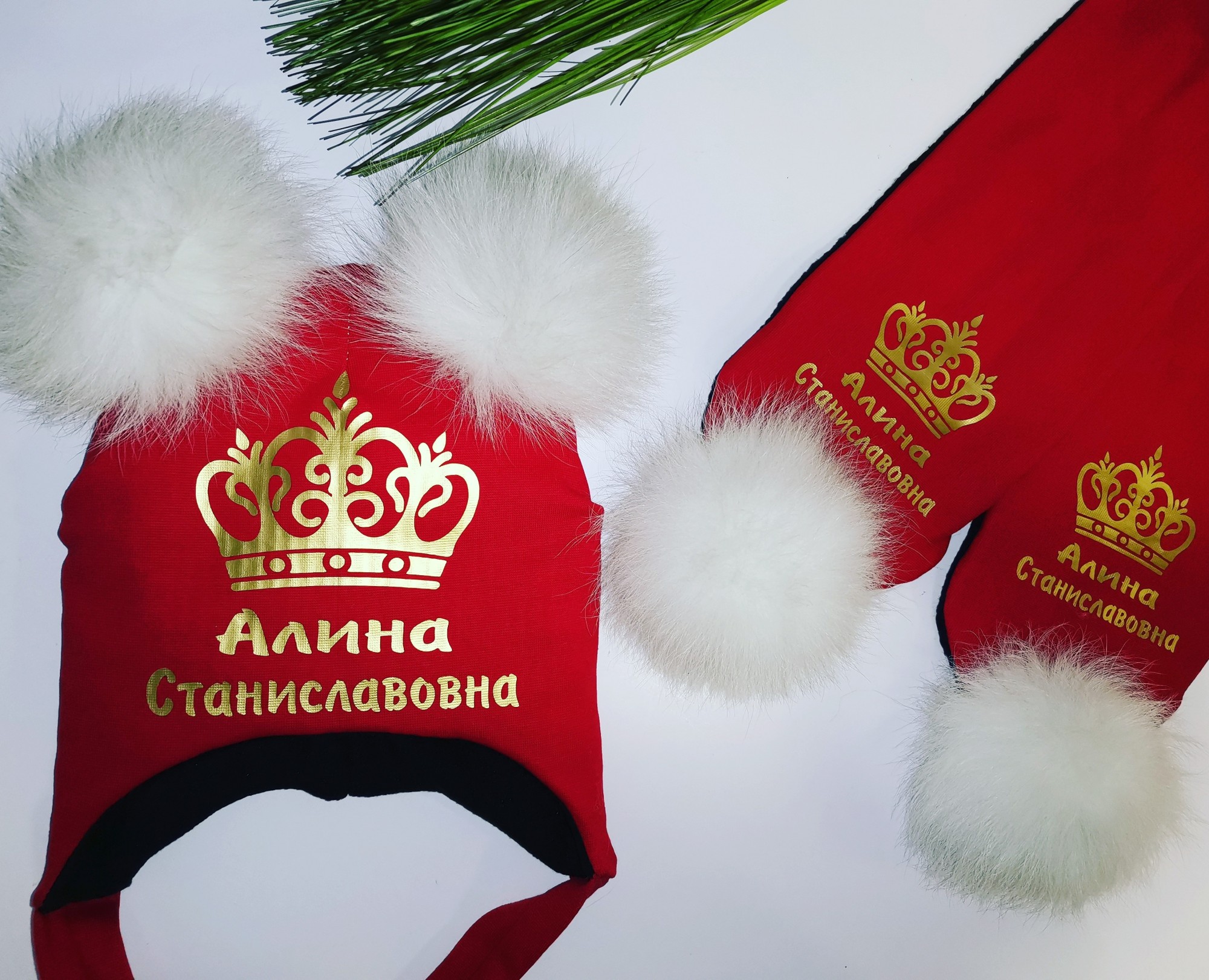 

Зимний набор шапочка и шарф Amika_brand с любой надписью размер 42-45 красный 096