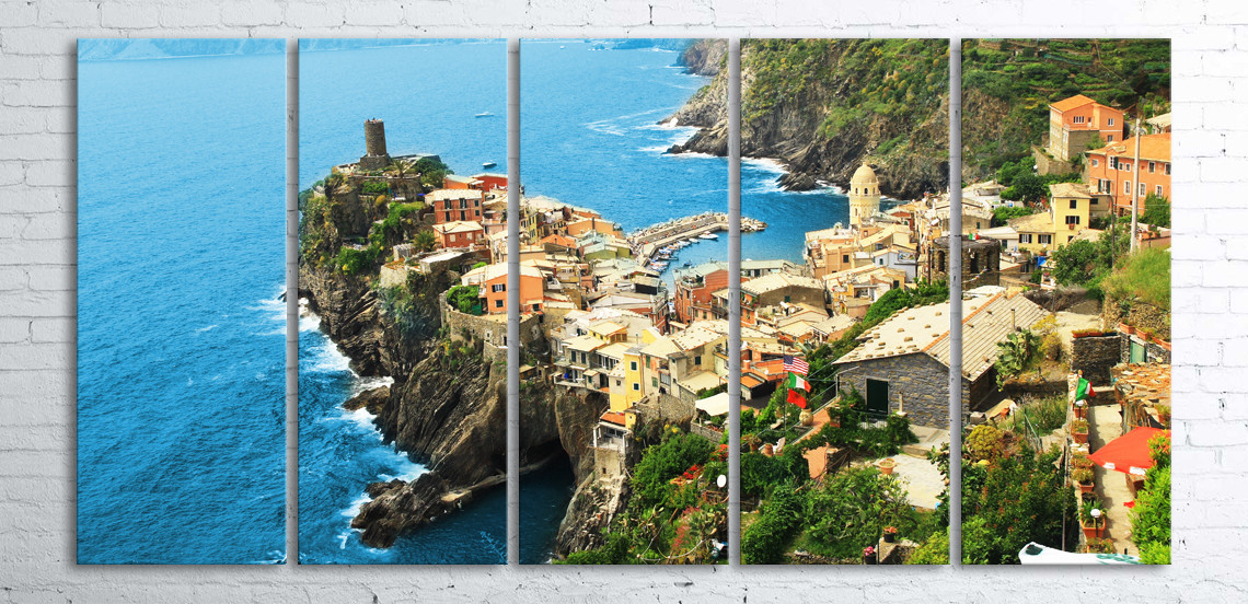 

Модульная картина на холсте 5 в 1 Vernazza. Cinque Terre National Park 100х200 см