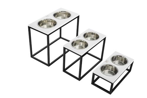 

Миски на подставке Dinner White wood + Black XL20 (52x26x20cm высота/ Миски 1,8л / Диаметр 20 см) Harley & Cho BGL-HL-752