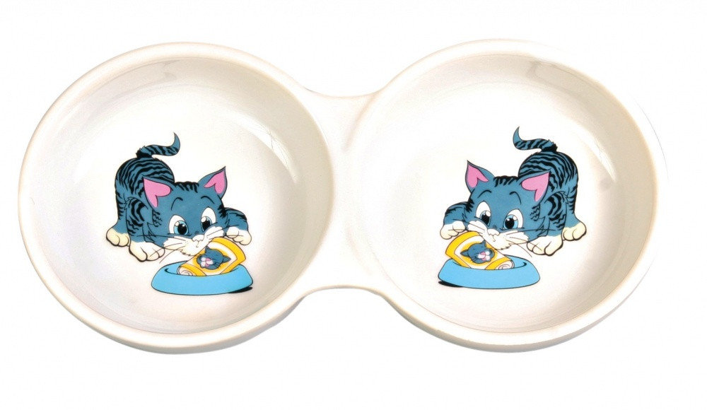 

Миска двойная керамическая для котов Ceramic Double Bowl 300 мл Ø 11 см Trixie BGL-TX-753