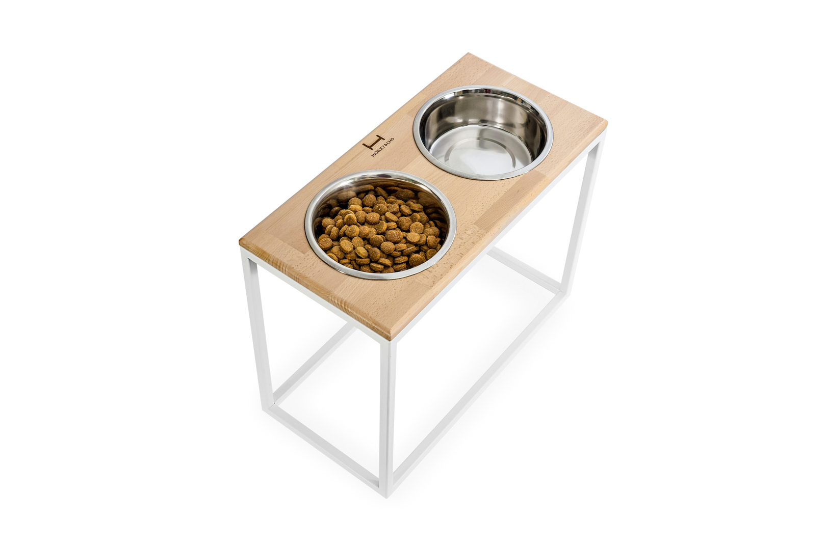 

Миски на подставке Dinner Natural wood + White XL40 (52x26x40cm высота/ Миски 1,8л / Диаметр 20 см) Harley & Cho BGL-HL-749