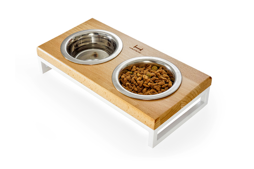 

Миски на подставке Lunch Bar Natural wood + White, натуральное дерево L (42 x 21 x 20 см / Миски по 0,75л) Harley & Cho BGL-HL-610