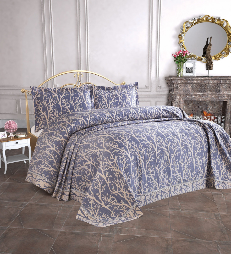 

Покрывало с наволочками Tropik Home Pandora Bamboo Navy Blue 1228-7 240x260 02003365