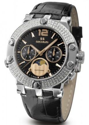 

Женские наручные часы Seculus 1690.5.706 black-rose, ss w/stones, blk strap