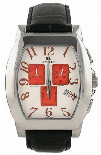 

Мужские наручные часы Seculus 4469.1.816 ss case, wht w/red eyes dial, blk strap