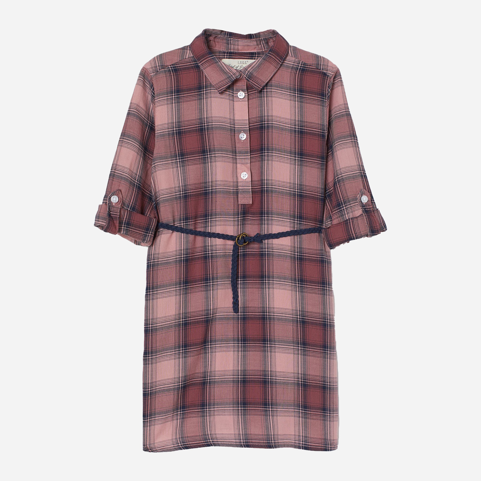 

Платье с длинным рукавом H&M 912-755781 98 см Розовый/Клетка
