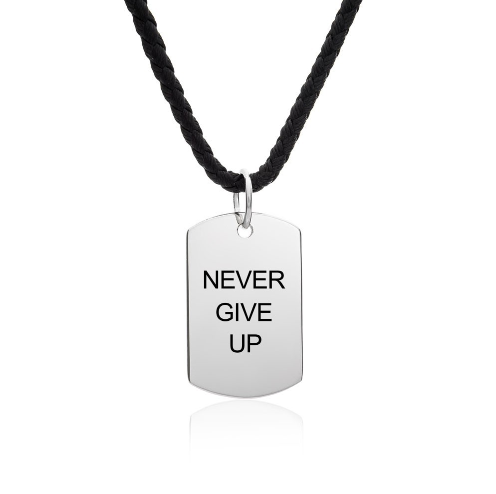 

Подвеска жетон Never give up серебро