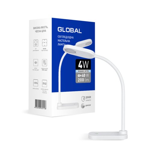 

Лампа настольная Maxus LED Global 4W 4100K Белая (12009326)