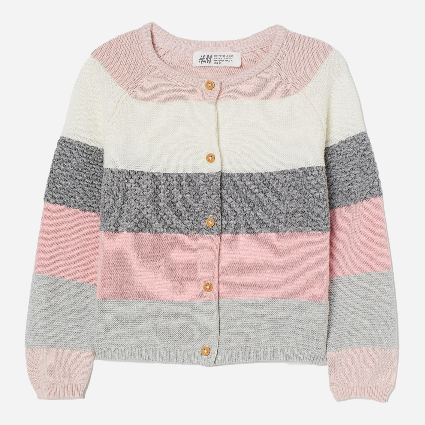 

Кардиган H&M 060906874 110-116 см Розовый/Серый