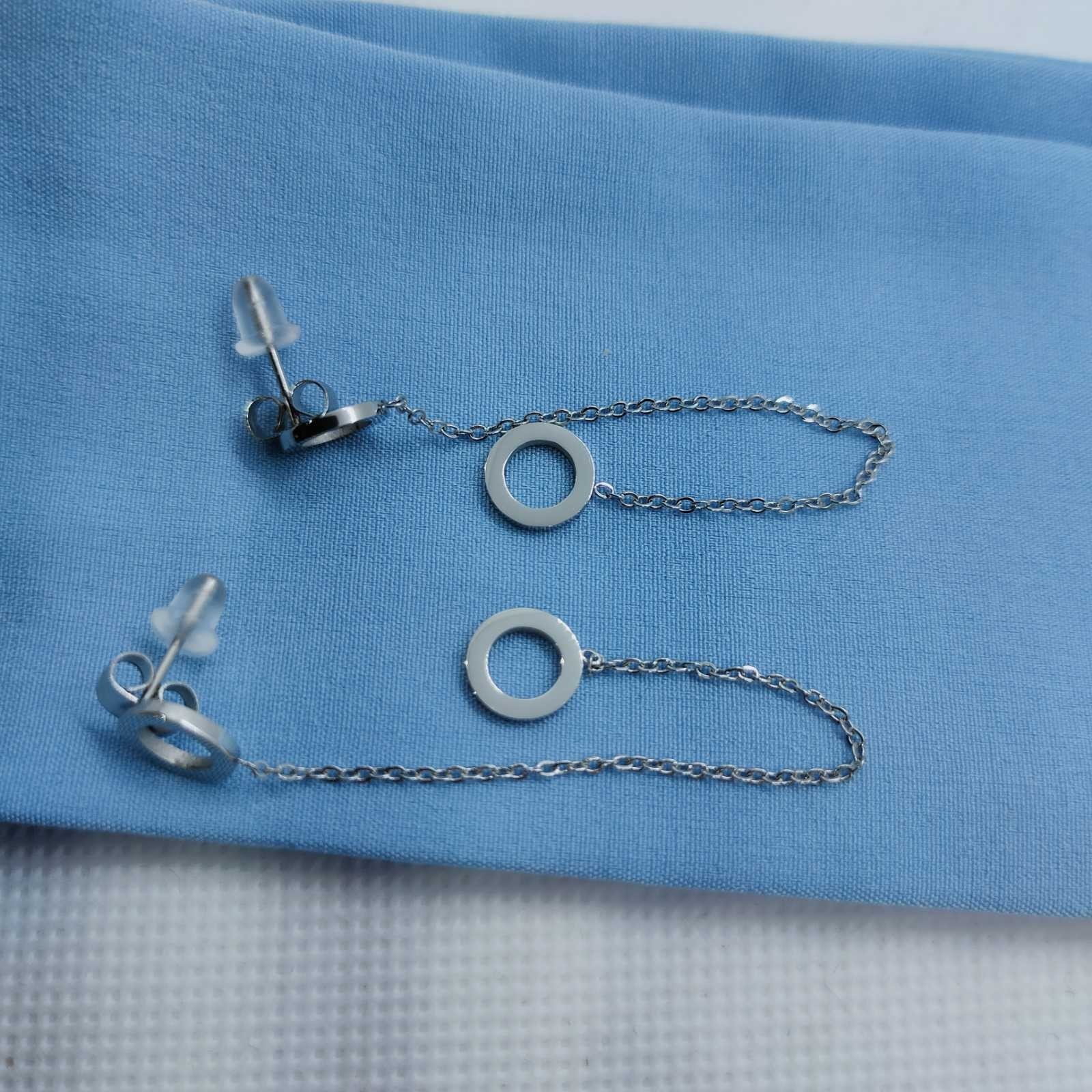 

Серьги Stainless Steel гвоздики-протяжки с кругом серебристого цвета 120004
