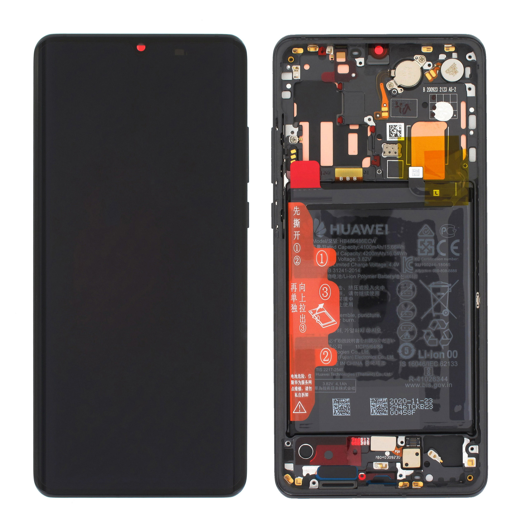 

Дисплей для Huawei P30 Pro Black в сборе с рамкой, акб и датчиками Service Original