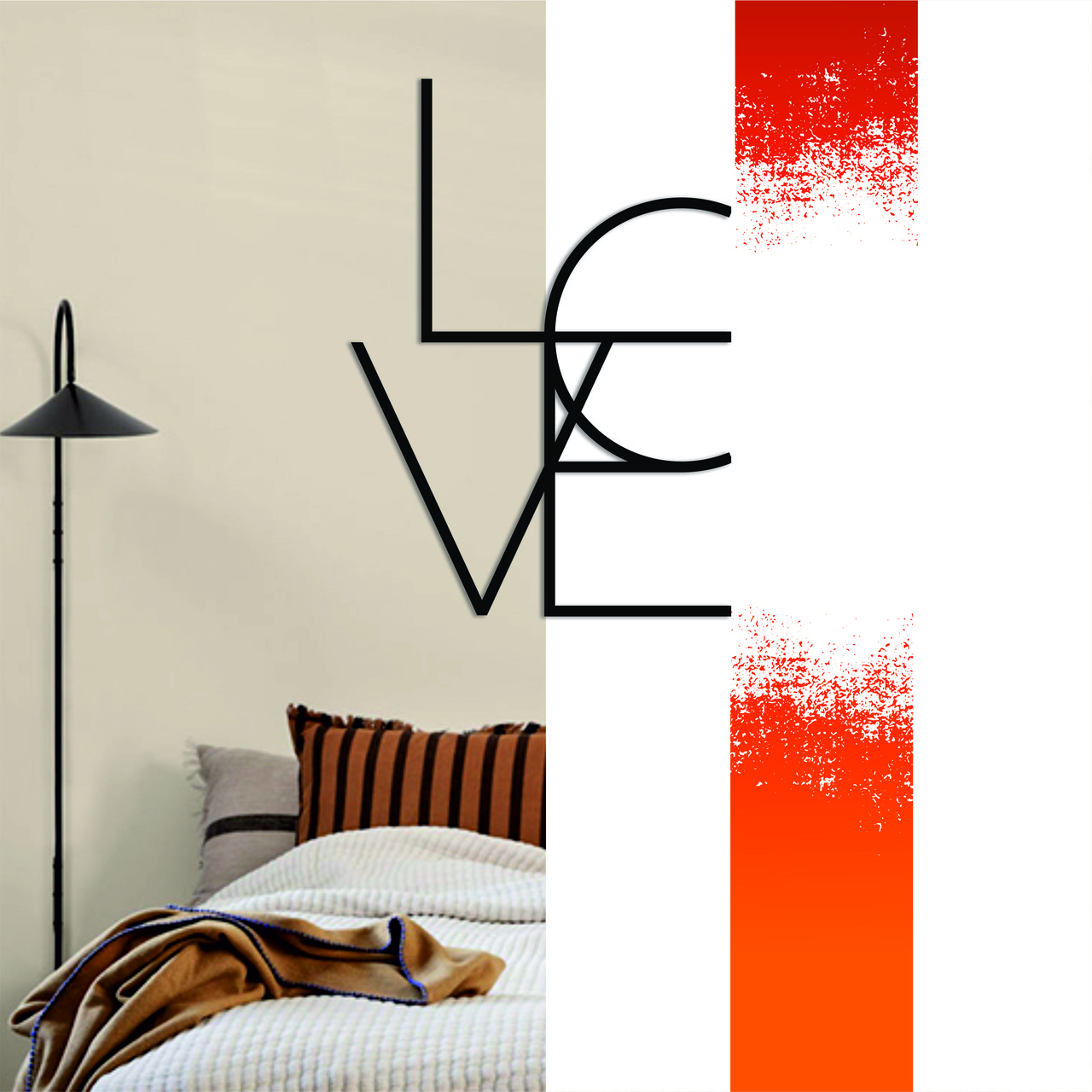 

Декоративная деревянная картина абстрактная полигональная модульная Панно Love / Любовь Manific Decor 50*70 см