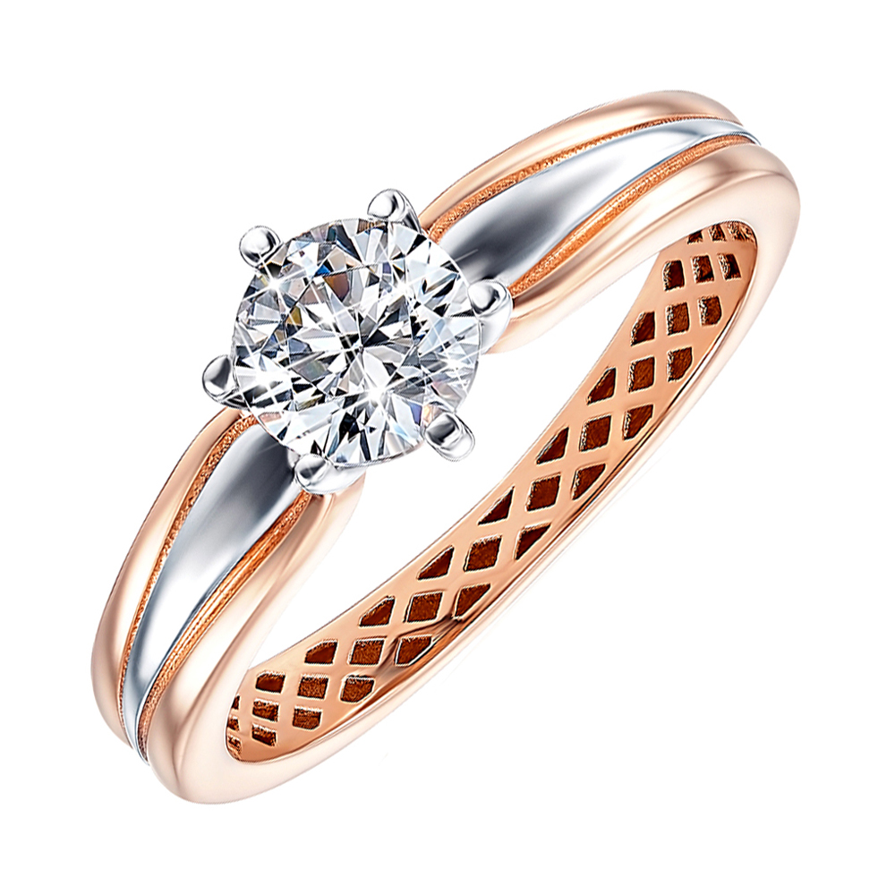 

Золотое кольцо в комбинированном цвете с фианитом S Zirconia 000138591 16.5 размера