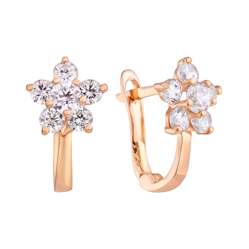

Серьги из красного золота Анютины глазки с белыми фианитами 000057004