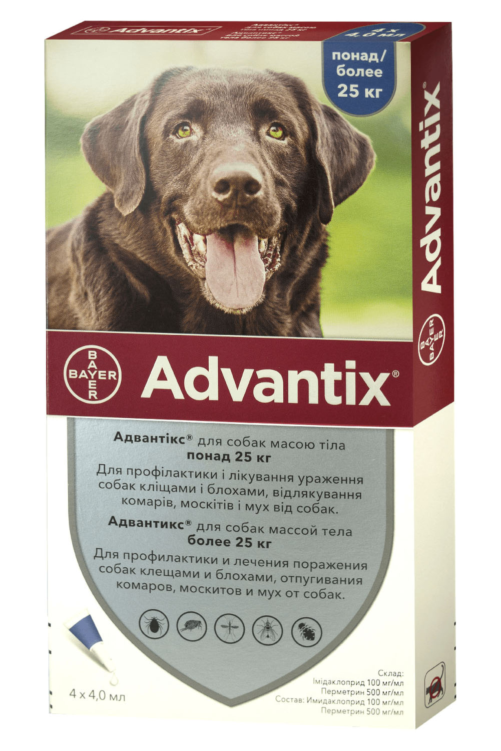 

Адвантикс - средство от блох и клещей для собак более 25 кг ADVANTIX 4 пипетки Bayer BGL-BY-49