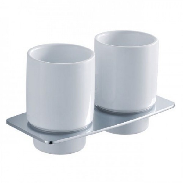 

Стакан двойной для щеток KRAUS FORTIS KEA-13316CH с настенным держателем хром/белый (77784)