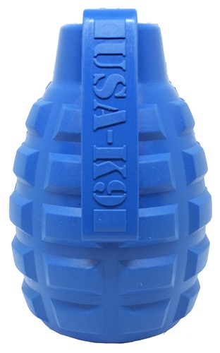 

Игрушка для собак граната USA-K9 GRENADE DURABLE RUBBER CHEW TOY & TREAT DISPENSER - BLUE L 11.7 x 7.6 см SodaPup BGL-SD-37