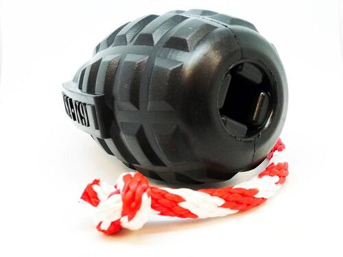 

Игрушка для собак USA-K9 MAGNUM GRENADE DURABLE RUBBER CHEW TOY, TREAT DISPENSER, REWARD TOY, TUG TOY, AND RETRIEVING TOY - BLACK MAGNUM XL 13.7 x 8.9 см SodaPup BGL-SD-50