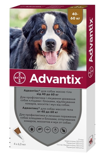 

Адвантикс средство от блох и клещей для собак 40-60 кг ADVANTIX 1 пипетка Bayer BGL-BY-50