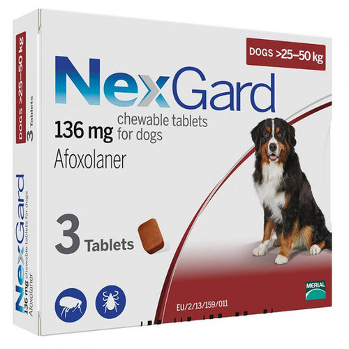 

Нексгард - таблетки от блох и клещей для собак от 25 до 50 кг NexGard 1 таблетка NexGard BGL-NX-07