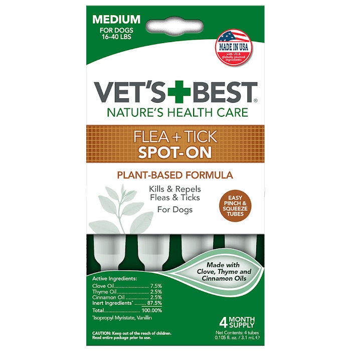 

Капли от блох и клещей для собак от 7 кг до 18 кг Vet`s Best Flea + Tick Spot On Tubes Medium 4 пипетки Vet's Best BGL-VB-27