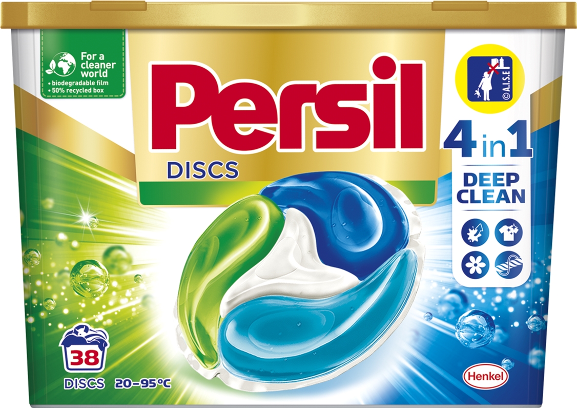 Акція на Гель для стирки в капсулах Persil Deep Clean Discs Универсальный 38 шт (9000101372960) від Rozetka UA