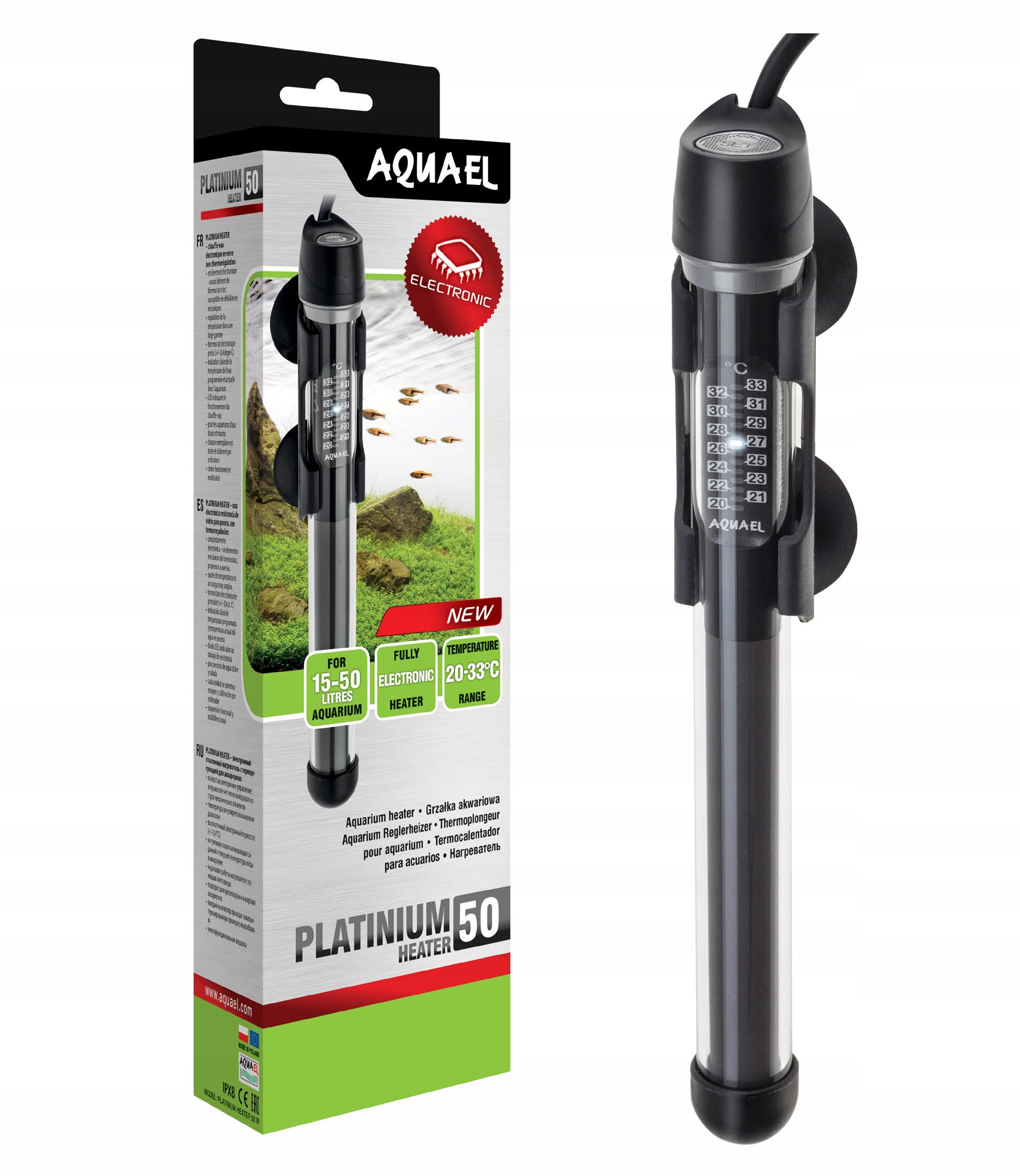 

Обогреватель для аквариума PLATINUM AQUAEL 50 Вт - 22.5 см Aquael BGL-AE-69