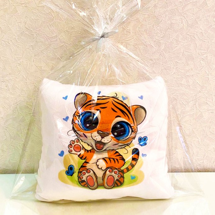 

Ночник Светящаяся подушка-игрушка "Тигрик" ТМ "Хохлодушки" 3 в 1 в форме квадрата габардин (белый) 119g_w