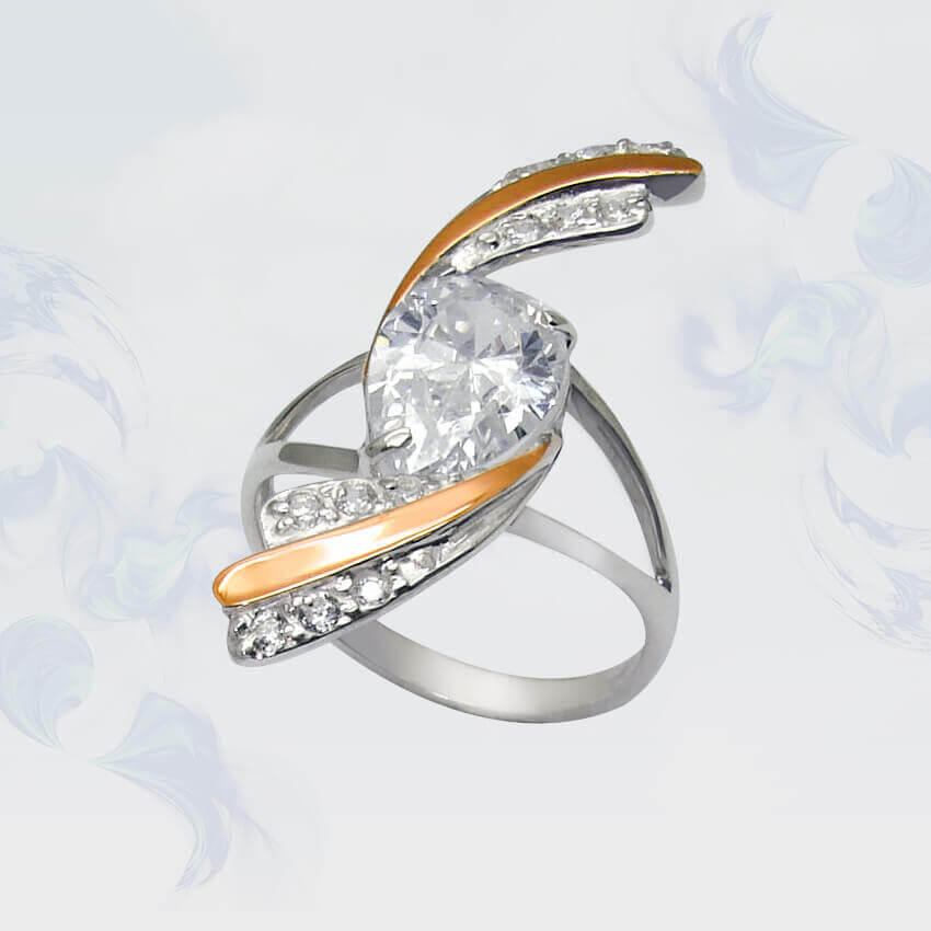 

Кольцо из серебра с золотыми вставками SilverUA модель 060 (размер 21,5)
