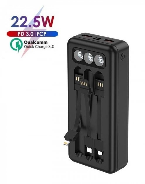 

Павербанк XO Three Cable 20000 mAh 22.5W с фонариком