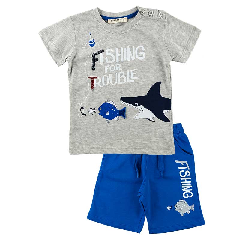 

Комплект летний для мальчика (футболка + шорты) BREEZE (145863541131048) 92 см серый меланж/ярко-синий