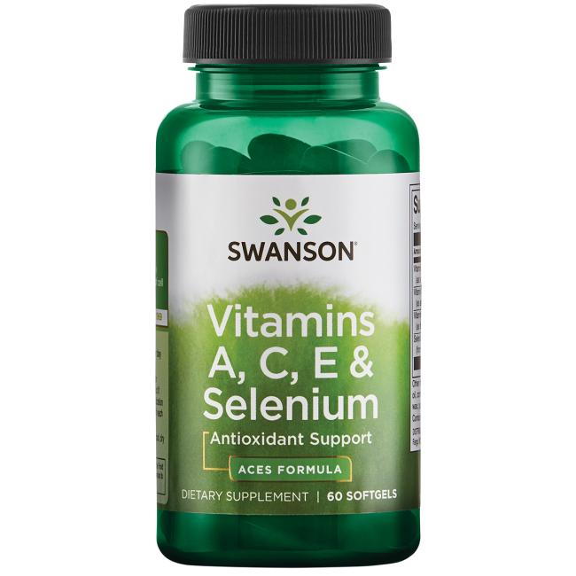 

Витамины А, С, Е и Селен, Vitamins A, C, E & Selenium (ACES), Swanson, 60 капсул