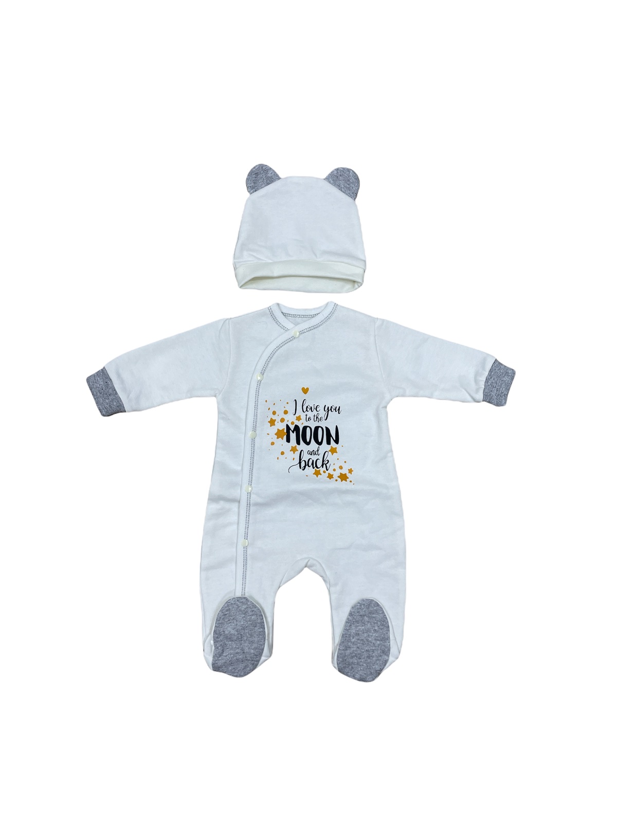 

Человечек+шапочка HappyTot Люблю родителей 56см молочный 938Ф