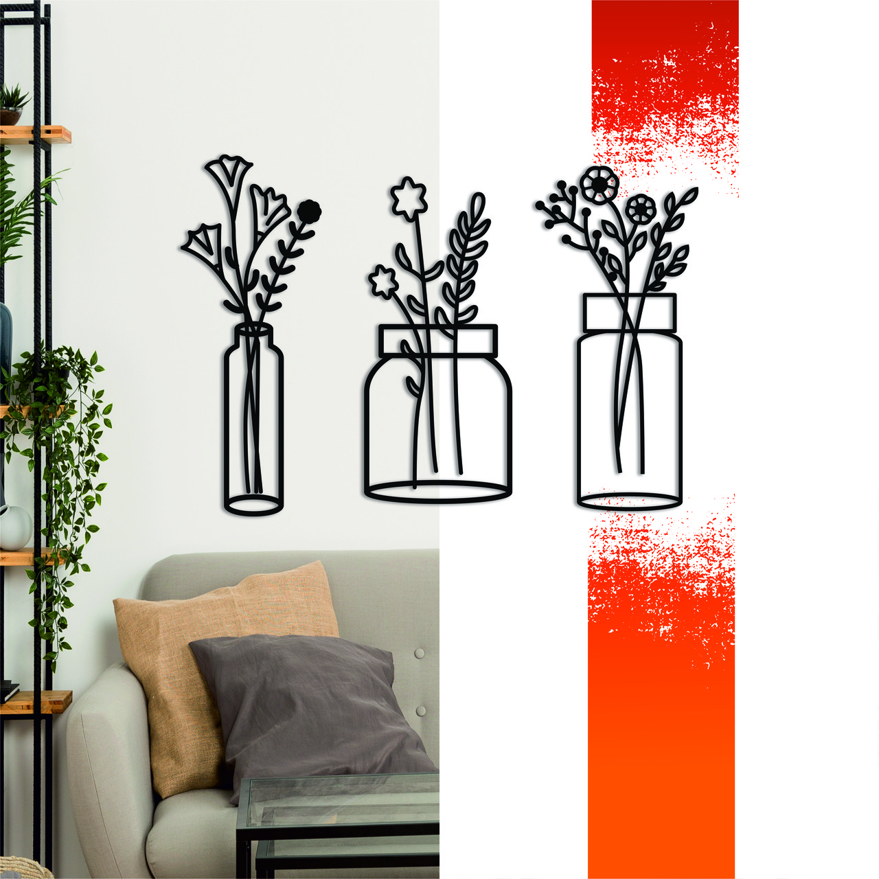 

Декоративная деревянная картина абстрактная модульная полигональная Панно Flovers / Цветы Manific Decor 75*53 см