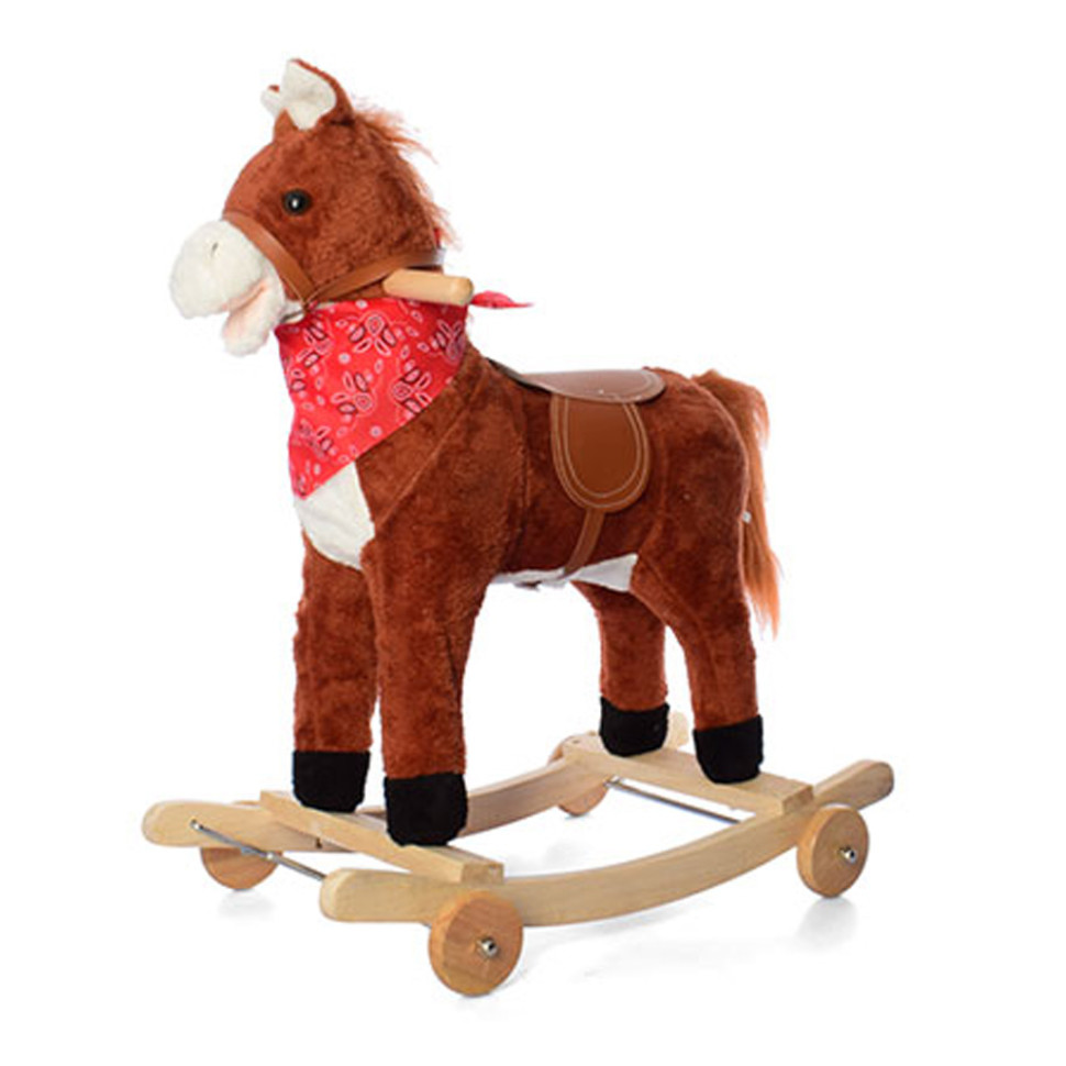

Лошадка-качалка для детей Bambi MP 0086-7 на колесах, 60х34х58 см, звук(цокот/ржание), подвижный рот/хвост (Коричневый)